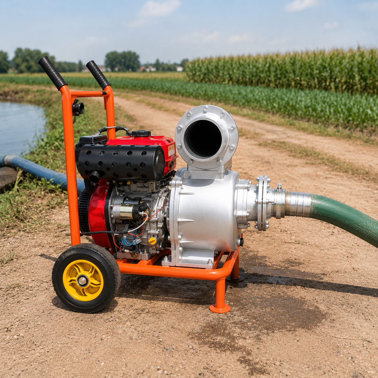 Farm water transfer pump for agricultural water supply